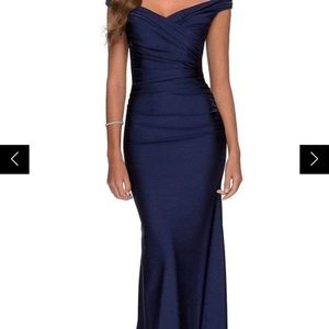 La Femme off the shoulder ruched dress